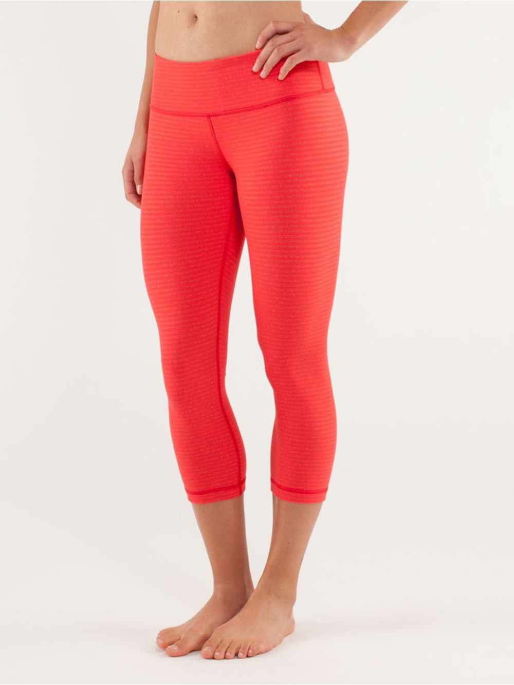 Lululemon Wunder Under Crop Love Red Stripe Capri Leggings 8